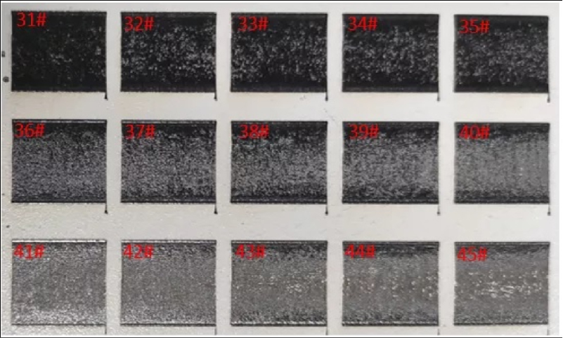Figure 4. Comparison of continuous laser cleaning of carbon steel surface paint layer at different laser scanning speeds