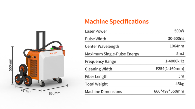 triangle wheel portable laser cleaning machine specification